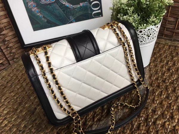 Chanel Flap Bag Lamskin White and Black for Sale