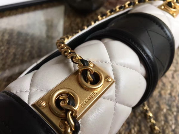 Chanel Flap Bag Lamskin White and Black for Sale