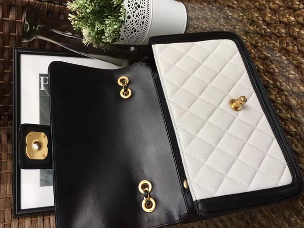 Chanel Flap Bag Lamskin White and Black for Sale