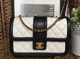 Chanel Flap Bag Lamskin White and Black for Sale