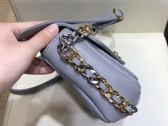 Chanel Flap Bag Light Blue Calfskin Gold Tone Silver Tone and Ruthenium Finish Metal AS0413