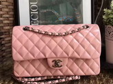 Chanel Flap Bag Light Pink Patent Leather Silver Tone Metal For Sale