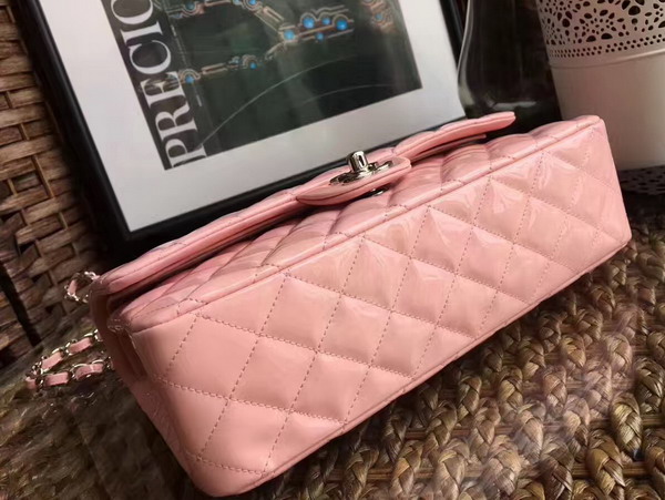 Chanel Flap Bag Light Pink Patent Leather Silver Tone Metal For Sale