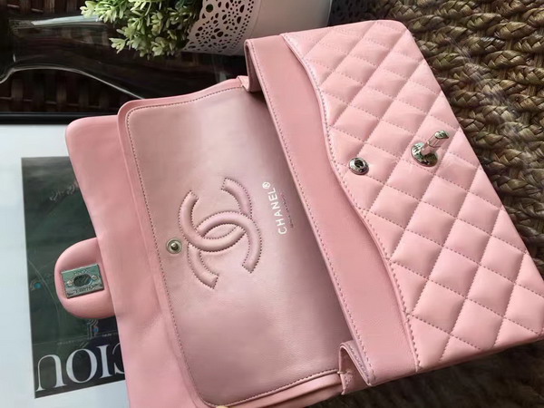 Chanel Flap Bag Light Pink Patent Leather Silver Tone Metal For Sale