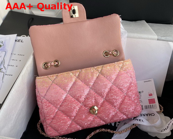 Chanel Flap Bag Pink Sequins Limited Edition Replica