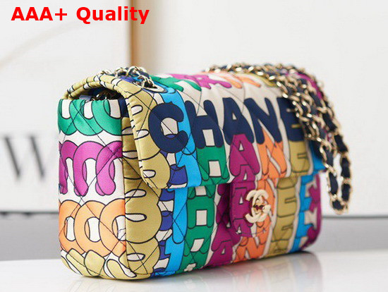 Chanel Flap Bag Printed Fabric Gold Tone Metal Multicolor Ref AS2897 Replica