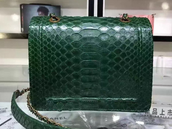 Chanel Flap Bag Python and Calfskin Gold Metal Green for Sale