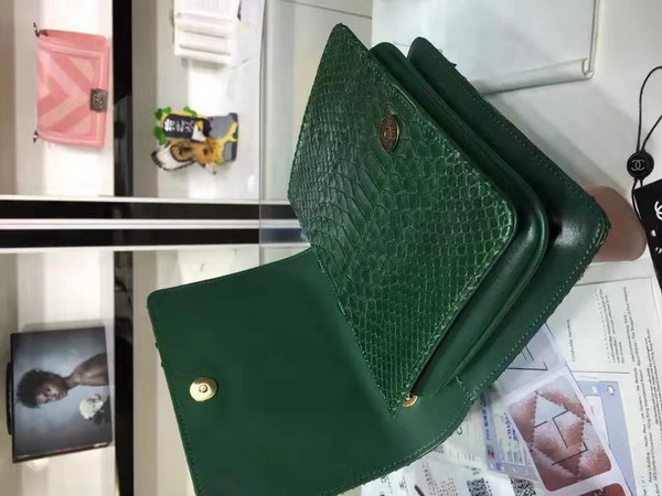 Chanel Flap Bag Python and Calfskin Gold Metal Green for Sale