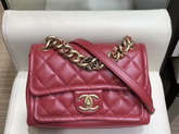 Chanel Flap Bag Red Lambskin and Gold Tone Metal AS0936