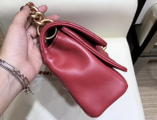 Chanel Flap Bag Red Lambskin and Gold Tone Metal AS0936