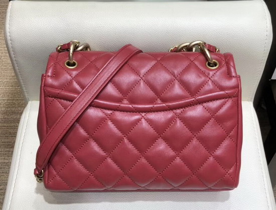 Chanel Flap Bag Red Lambskin and Gold Tone Metal AS0936