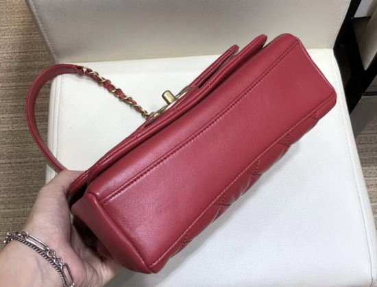 Chanel Flap Bag Red Lambskin and Gold Tone Metal AS0936