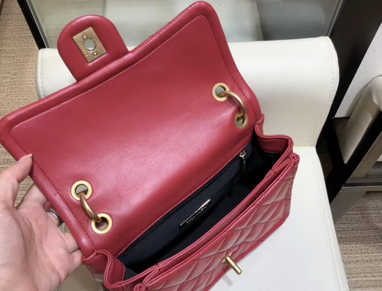 Chanel Flap Bag Red Lambskin and Gold Tone Metal AS0936