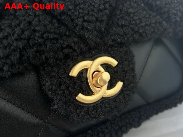 Chanel Flap Bag Shearling Lambskin Gold Tone Metal Black AS5149 Replica