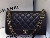 Chanel Flap Bag Sheepskin Light Gold Metal Black A93085 for Sale