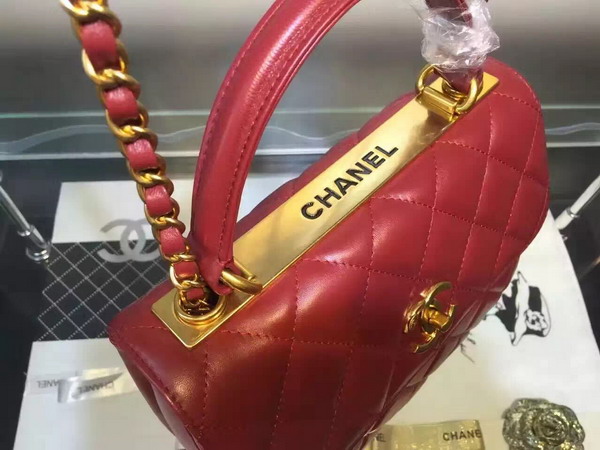 Chanel Flap Bag With Handle Burgundy Lambskin Light Gold Metal for Sale