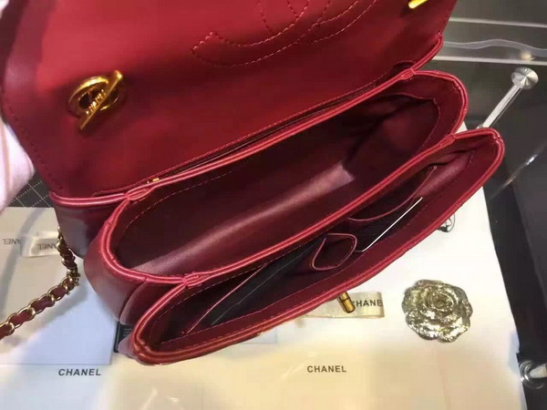 Chanel Flap Bag With Handle Burgundy Lambskin Light Gold Metal for Sale