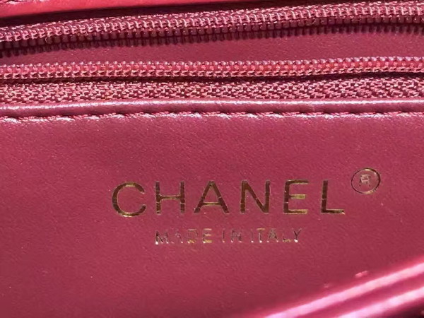 Chanel Flap Bag With Handle Burgundy Lambskin Light Gold Metal for Sale