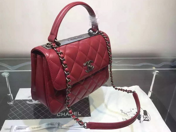 Chanel Flap Bag With Handle Burgundy Lambskin Silver Metal for Sale