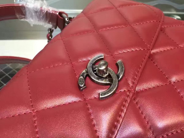 Chanel Flap Bag With Handle Burgundy Lambskin Silver Metal for Sale