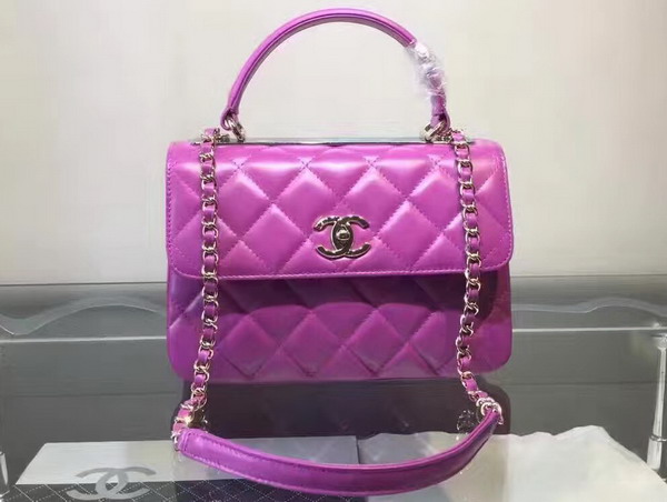 Chanel Flap Bag With Handle Light Purple Lambskin Silver Hardware for Sale