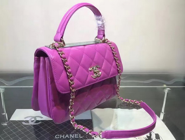 Chanel Flap Bag With Handle Light Purple Lambskin Silver Hardware for Sale