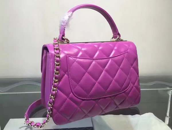 Chanel Flap Bag With Handle Light Purple Lambskin Silver Hardware for Sale