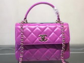 Chanel Flap Bag With Handle Light Purple Lambskin Silver Hardware for Sale