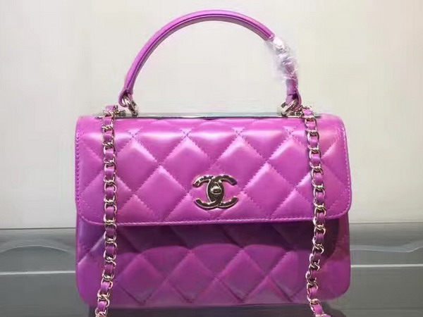 Chanel Flap Bag With Handle Light Purple Lambskin Silver Hardware for Sale