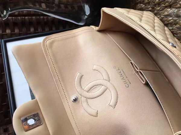 Chanel Flap Bag in Beige Patent Leather with Silver Hardware For Sale