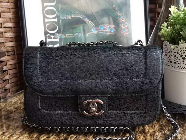 Chanel Flap Bag in Black Caviar Leather for Sale