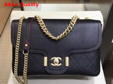 Chanel Flap Bag in Black Grained Calfskin with Gold Hardwares Replica