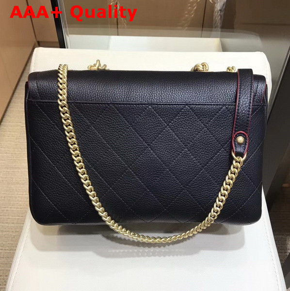 Chanel Flap Bag in Black Grained Calfskin with Gold Hardwares Replica