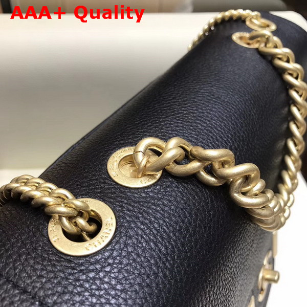 Chanel Flap Bag in Black Grained Calfskin with Gold Hardwares Replica