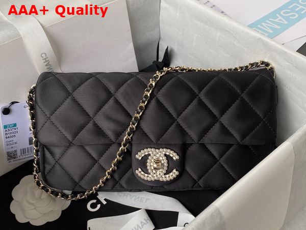 Chanel Flap Bag in Black Satin Replica