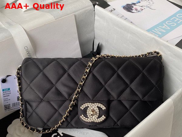 Chanel Flap Bag in Black Satin Replica