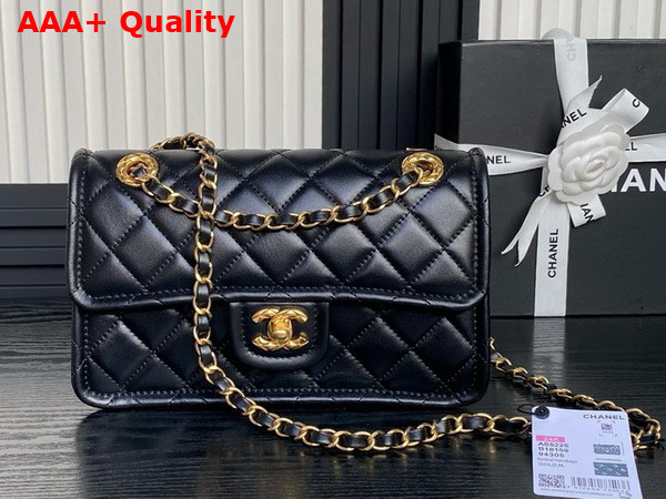 Chanel Flap Bag in Black Shiny Crumpled Calfskin and Gold Tone Metal AS5225 Replica