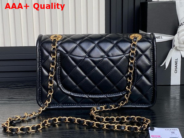 Chanel Flap Bag in Black Shiny Crumpled Calfskin and Gold Tone Metal AS5225 Replica