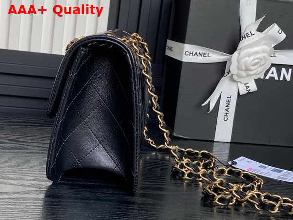 Chanel Flap Bag in Black Shiny Crumpled Calfskin and Gold Tone Metal AS5225 Replica