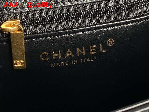 Chanel Flap Bag in Black Shiny Crumpled Calfskin and Gold Tone Metal AS5225 Replica