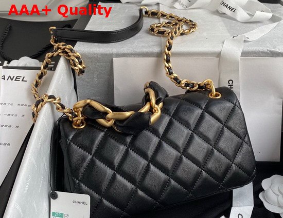 Chanel Flap Bag in Black Shiny Lambskin and Gold Tone Metal AS2388 Replica