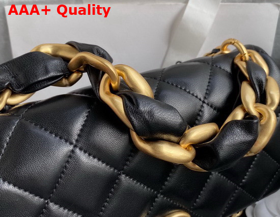 Chanel Flap Bag in Black Shiny Lambskin and Gold Tone Metal AS2388 Replica