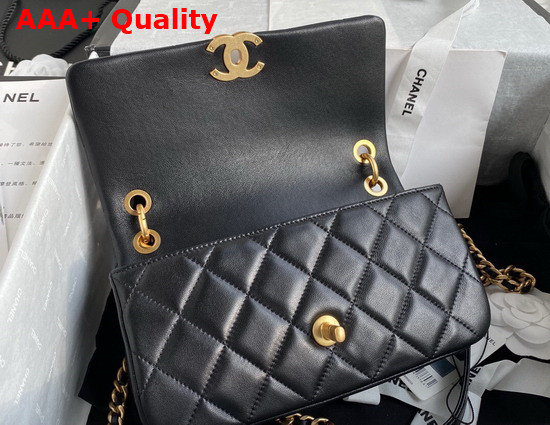 Chanel Flap Bag in Black Shiny Lambskin and Gold Tone Metal AS2388 Replica