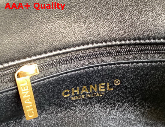 Chanel Flap Bag in Black Shiny Lambskin and Gold Tone Metal AS2388 Replica