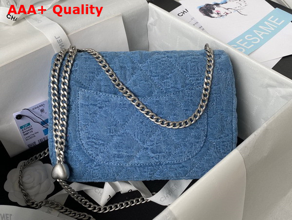 Chanel Flap Bag in Blue Denim with Silver Tone Metal AS3921 Replica