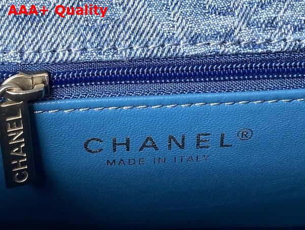 Chanel Flap Bag in Blue Denim with Silver Tone Metal AS3921 Replica