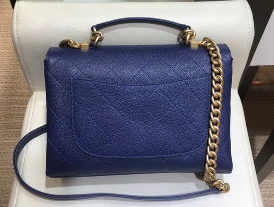 Chanel Flap Bag in Blue Grained Calfskin and Gold Tone Metal AS0305