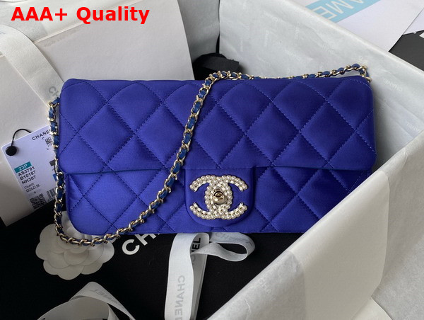 Chanel Flap Bag in Blue Satin Replica