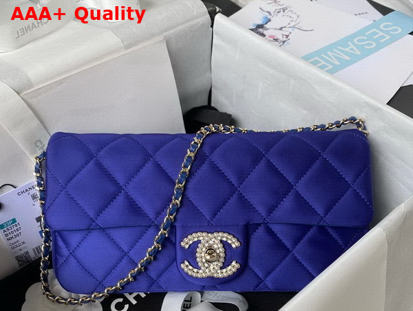 Chanel Flap Bag in Blue Satin Replica