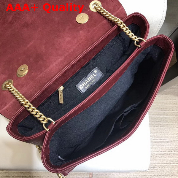 Chanel Flap Bag in Burgundy Grained Calfskin with Gold Hardwares Replica